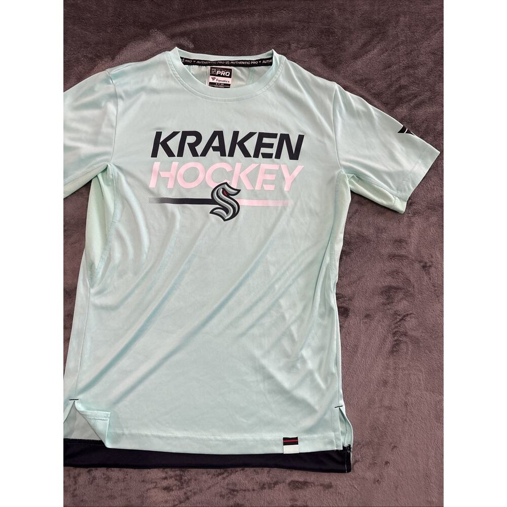 Seattle Kraken NHL Fanatics Authentic Pro Rink Tech T-Shirt - Teal Size Small